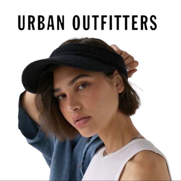 NEW Urban Outfitters UO Black Terrycloth Visor - Picture 1 of 3